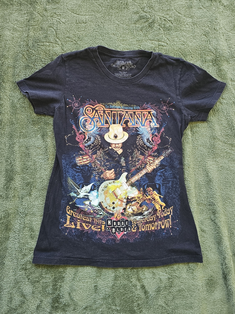 Womens Medium Santana House Of Blues CottonShirt Short Sleeve Beso De Luz Brand